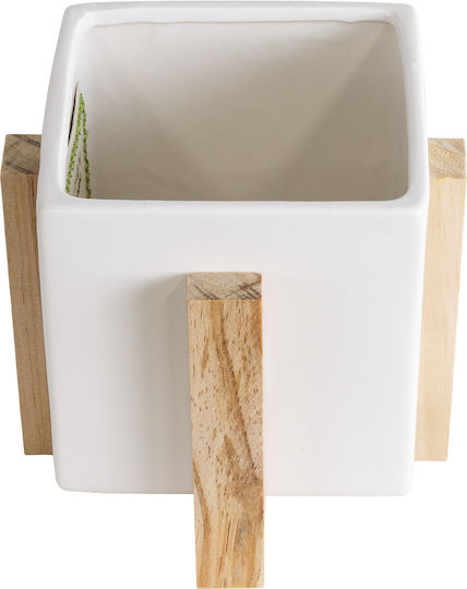 GloboStar Planter Ceramic White with Stand 16x16x16cm.