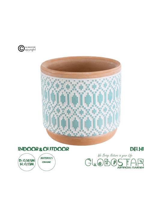 GloboStar Artificial Garden Delhi Planter Ceramic Light Blue 14.5x14.5x13cm.