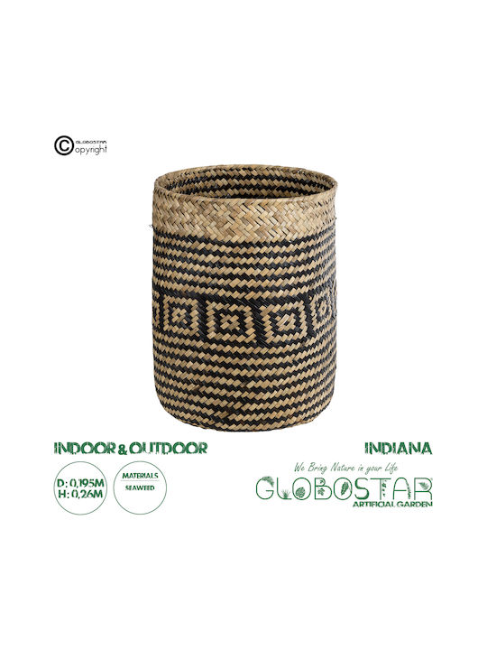 GloboStar Artificial Garden Indiana Planter Rattan Brown with Stand 19.5x19.5x26cm.