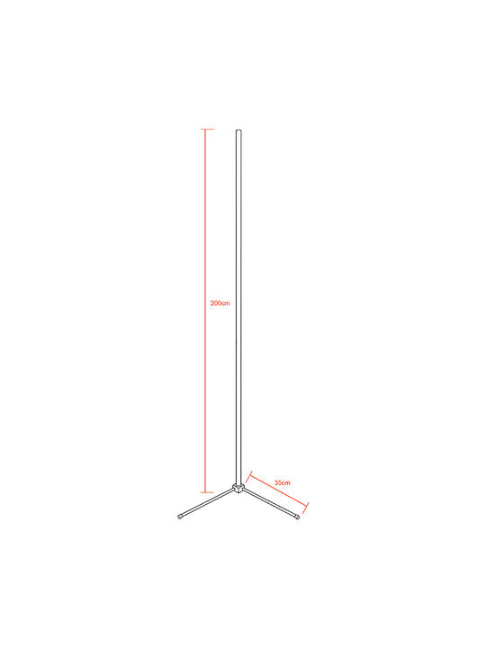 GloboStar LED Φωτιστικό Δαπέδου Υ200εκ. με RGBW Φως 150lm Μαύρο