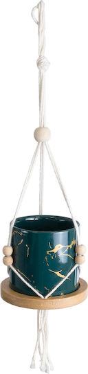 GloboStar Tallinn Hanging Planter Ceramic Green 10x10x40cm.