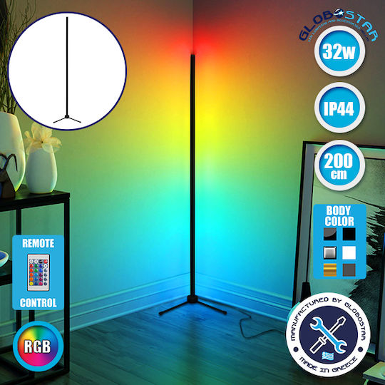 GloboStar Lampa de podea LED Î200xL3cm. cu Lumină RGB 100lm Negru