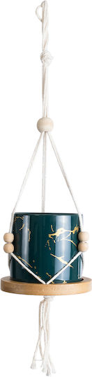 GloboStar Tallinn Hanging Planter Ceramic Green 10x10x40cm.
