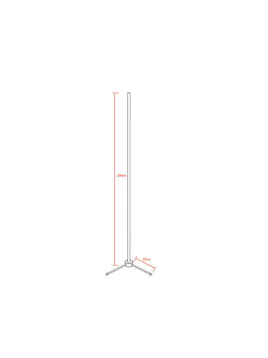 GloboStar LED Φωτιστικό Δαπέδου Υ200xΜ3εκ. με RGB Φως 100lm Μαύρο