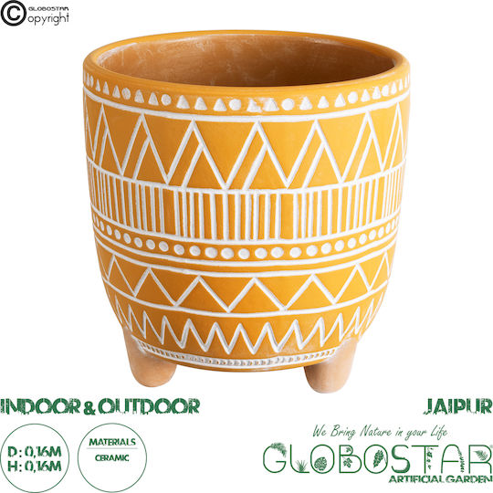 GloboStar Artificial Garden Jaipur Ghiveci Ceramică Portocaliu 16x16x16εκ.
