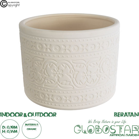 GloboStar Саксия Керамика Бял 19x19x16εκ.
