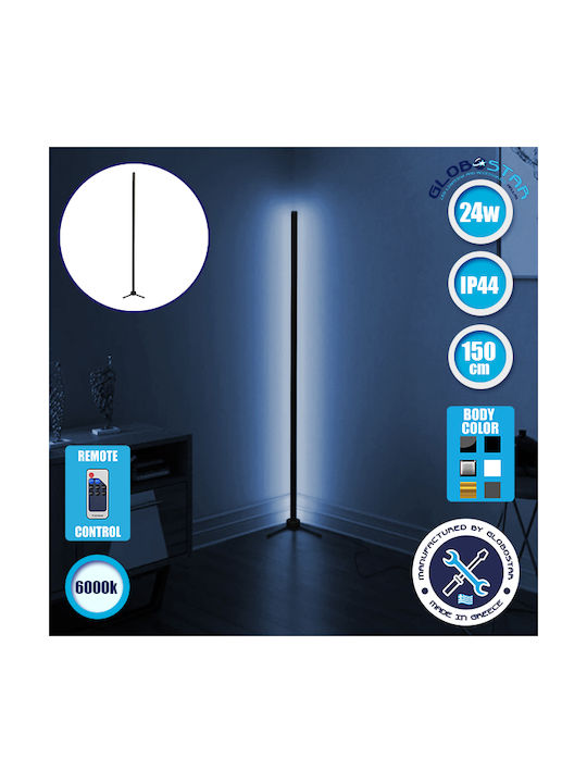 GloboStar LED Floor Lamp H150xW3cm. with Cool White Light 140lm Black