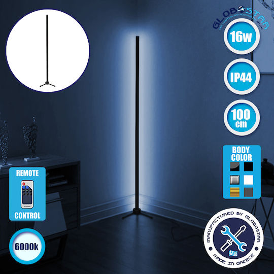 GloboStar LED Floor Lamp H100xL3cm with Cool White Light 140lm Black Gloss