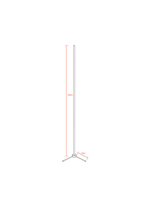 GloboStar LED Φωτιστικό Δαπέδου Υ250xΜ3εκ. με Ψυχρό Λευκό Φως 140lm Μαύρο