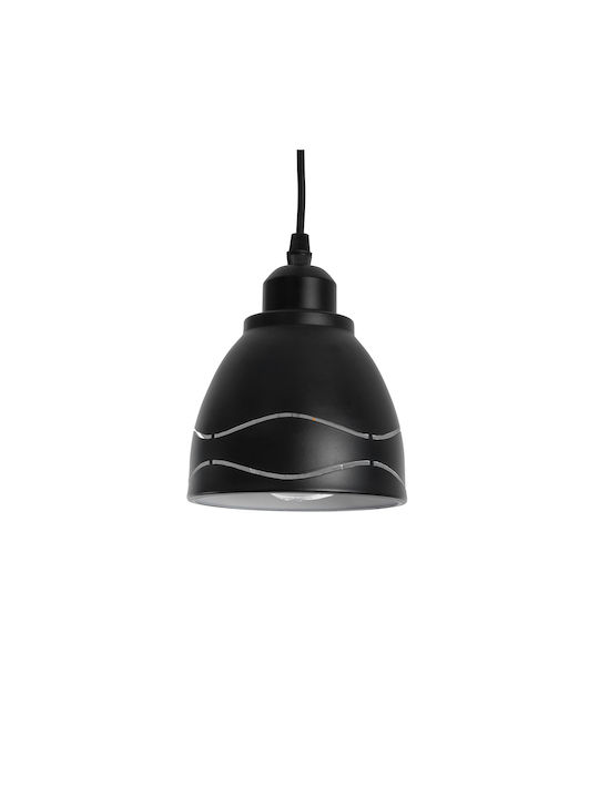 GloboStar Laguna Pendant Light Black Bell with Socket E27 12.5x12.5cm