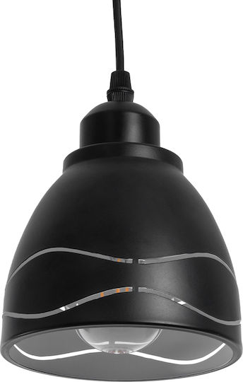 GloboStar Laguna Pendant Light Black Bell with Socket E27 12.5x12.5cm