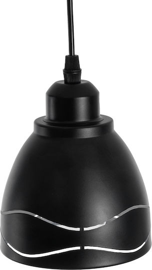 GloboStar Laguna Pendant Light Black Bell with Socket E27 12.5x12.5cm