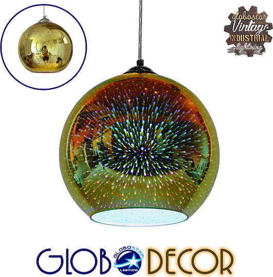 GloboStar Saturn Κρεμαστό Φωτιστικό Χρυσό με Ντουί E27 25x22εκ.