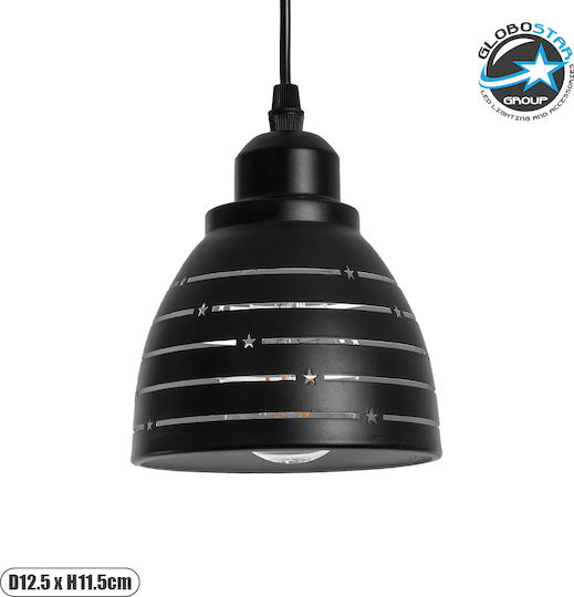 GloboStar Line Stars Pendant Light Black Bell with Socket E27 12.5x12.5cm