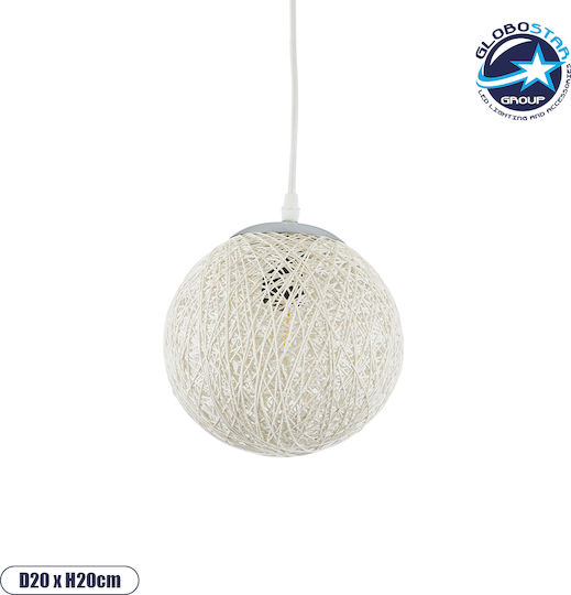 GloboStar Rattan Lustră Alb cu Dulie E27 22x22x20cm.