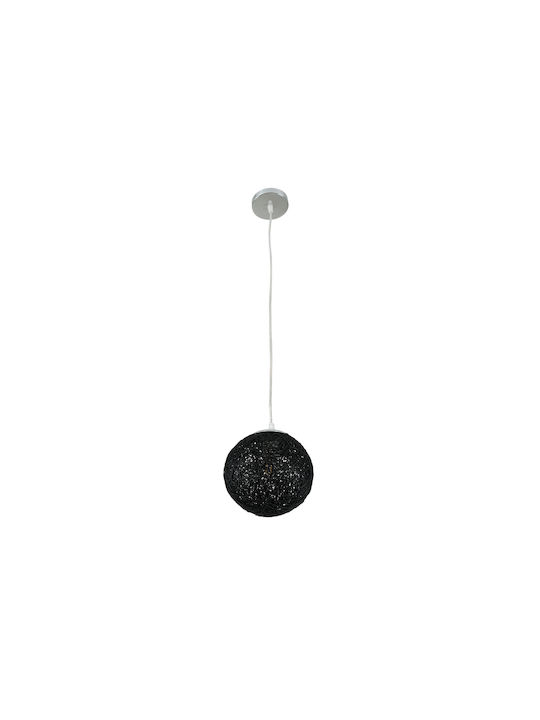 GloboStar Rattan Pendant Light Black with Socket E27 22x22x20cm