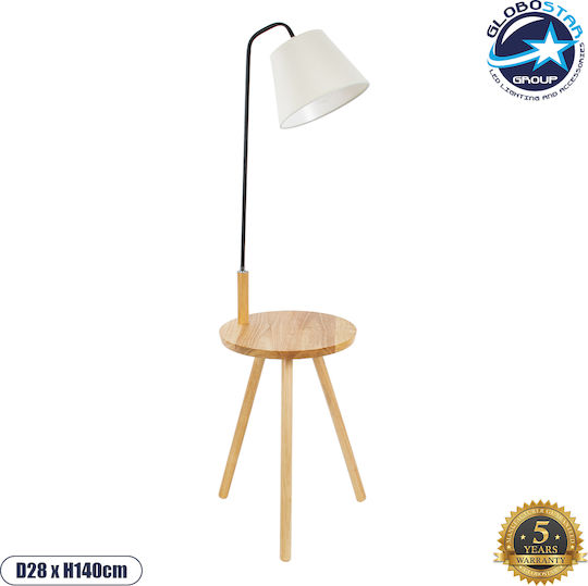 GloboStar Tiffany Floor Lamp H140xL40cm with E27 Lamp Bulb Base Beige & White