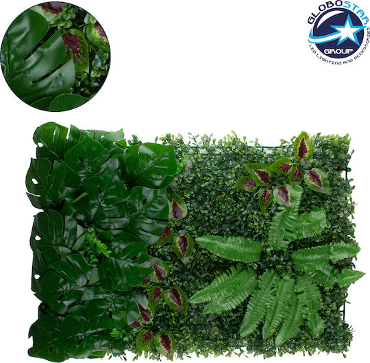 GloboStar Künstliches Laubpaneel Pixari - Farn - Monstera - Amarantos 60x40cm