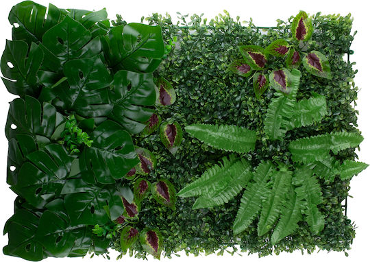 GloboStar Künstliches Laubpaneel Pixari - Farn - Monstera - Amarantos 60x40cm