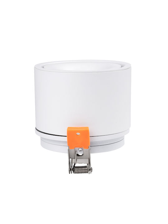 GloboStar Omega Rund Metallisch Einbau Spot mit integriertem LED und Natürliches Weißes Licht Weiß 10x10cm. 1Stück