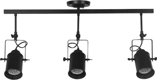 GloboStar Industrial Hollywood Dreifach Spot mit Fassung E27 in Schwarz Farbe