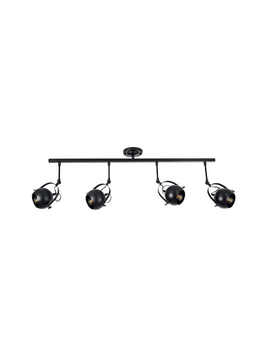 GloboStar Industrial Cannes Spot with 4 Lights and with Socket E27 in Black Color