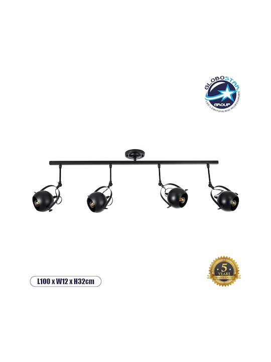 GloboStar Industrial Cannes Spot with 4 Lights and with Socket E27 in Black Color