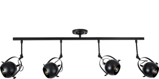 GloboStar Industrial Cannes Spot with 4 Lights and with Socket E27 in Black Color