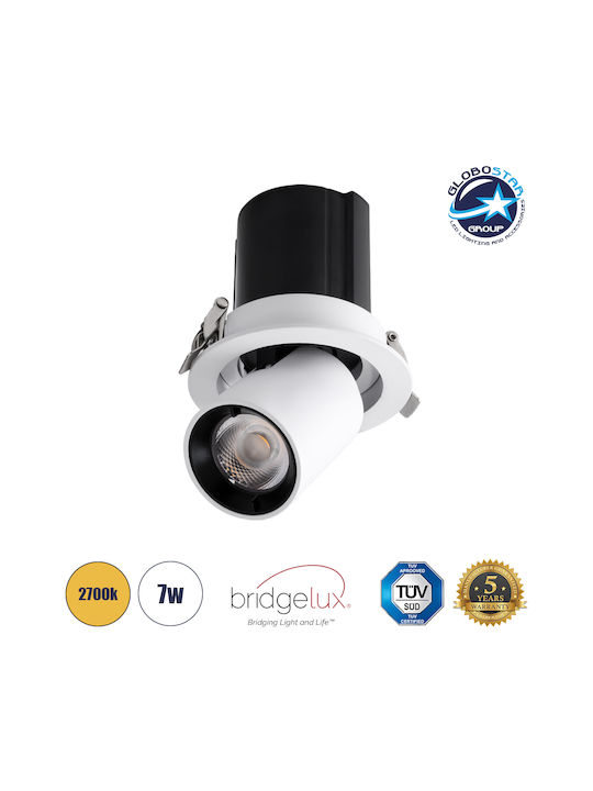 GloboStar Virgo-S Μονό LED Θερμό Λευκό Σποτ σε Λευκό Χρώμα