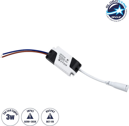 GloboStar Einstellbar LED-Netzteil IP20 Leistung 3W mit Ausgangsspannung 12V