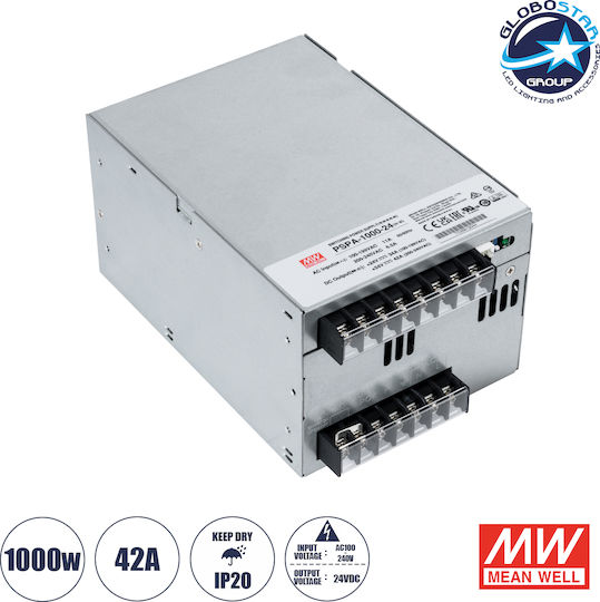 GloboStar Einstellbar LED-Netzteil IP20 Leistung 1000W mit Ausgangsspannung 24V