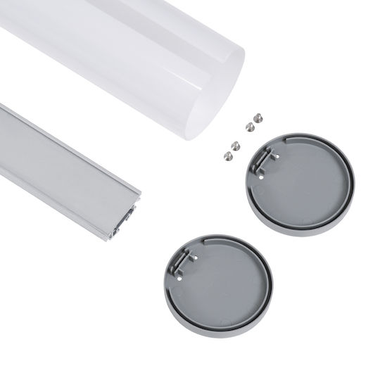 GloboStar Satz 30Stück Hängend Aluminiumprofil für LED-Streifen Rund mit Opal Abdeckung 300cm