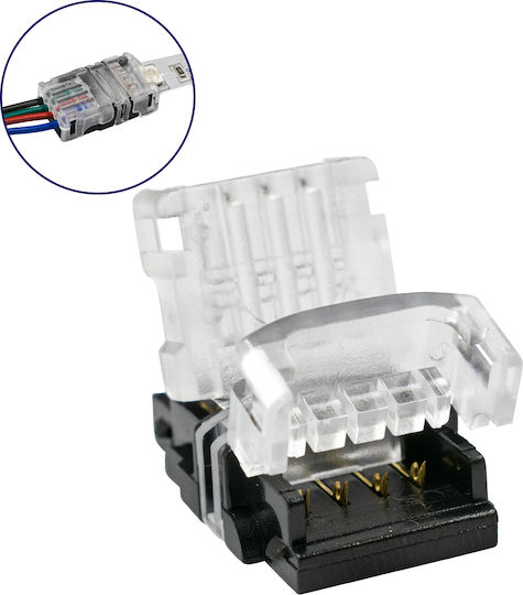 GloboStar Connector for LED Strips Strip To Cable for Connecting 1 RGB LED Strip of Width 10mm & 1 Power Cable 50pcs 70722