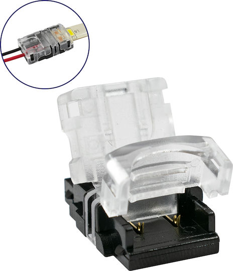 GloboStar Connector for LED Strips Strip To Cable for Connecting 1 Single Color Waterproof LED Strip of Width 10mm & 1 Power Supply Cable 50pcs 70720