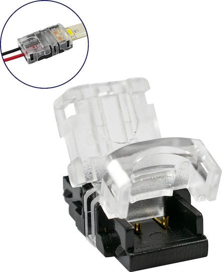 GloboStar Connector for LED Strips Strip To Cable for Connecting 1 Single Color Waterproof LED Strip of 8mm Width & 1 Power Cable 50pcs 70716