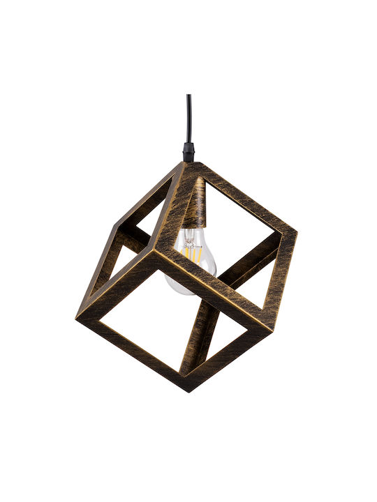 GloboStar Cube Pendant Light Bronze with Socket E27 25cm