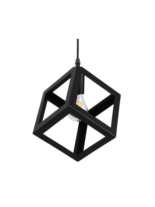 GloboStar Cube Adjustable Pendant Ceiling Light Black Grid with E27 Socket 25x25x25cm