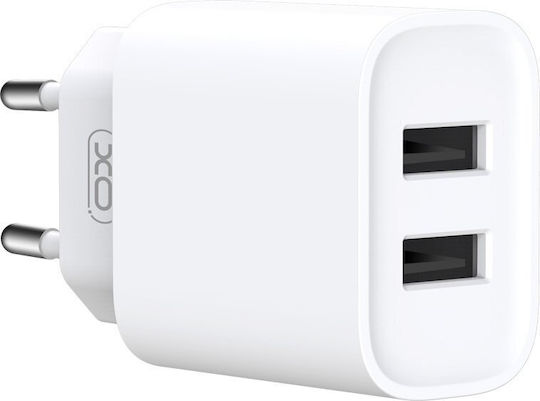 XO Charger with 2 USB-A Ports and Cable Lightning Whites (CE02C)