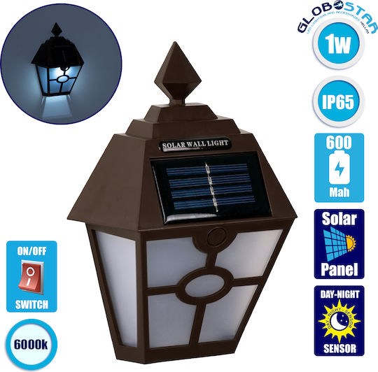 GloboStar Wall Mounted Solar Light Traffic light 1W 40lm Cold White 6000K with Motion Sensor and Photocell IP65