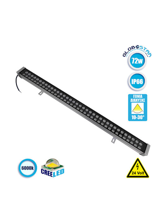 GloboStar Genius Außenstehlampe LED Wall Washer 72W mit Kaltweißem Licht IP66 Silber