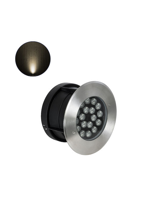 GloboStar Undergroundsina Спот Външна Стояща Лампа LED 18W с Топло Бяла Светлина IP68 Бяла