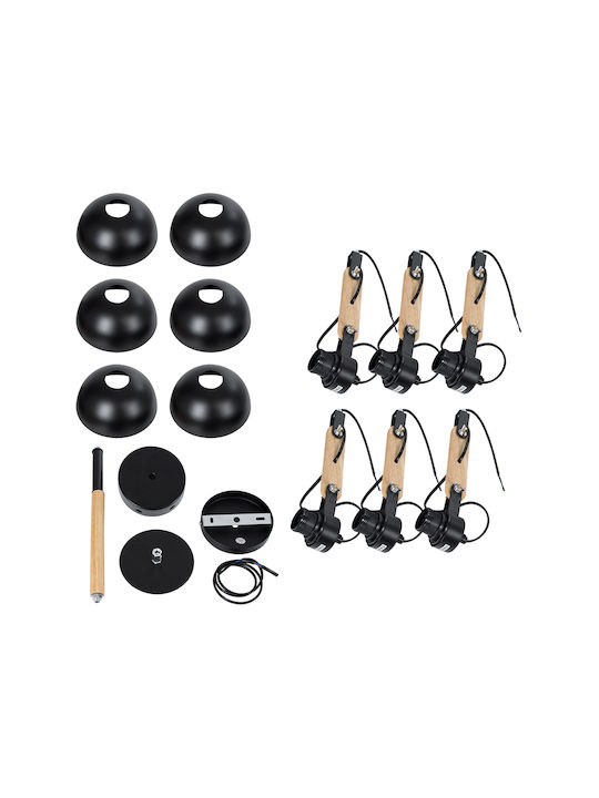 GloboStar Oldschool Pendant Light Black Bell for 6 Bulbs E27 75x75x40cm