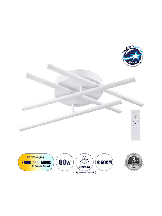 GloboStar Draco Ceiling Mount Light 60cm White with Integrated LED and Remote Control
