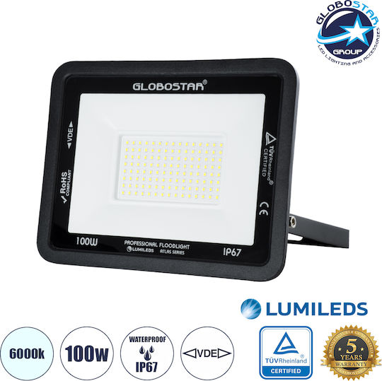 GloboStar Atlas Waterproof LED Floodlight 100W Cold White 6000K IP67