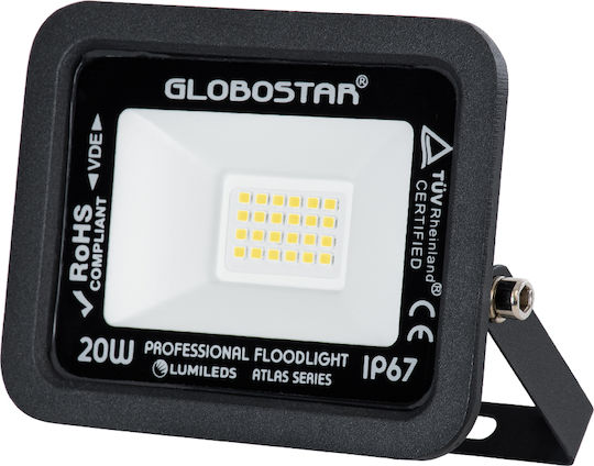 GloboStar Atlas Waterproof LED Floodlight 20W Natural White 4500K IP67