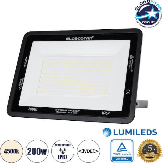 GloboStar Atlas Waterproof LED Floodlight 200W Natural White 4500K IP67