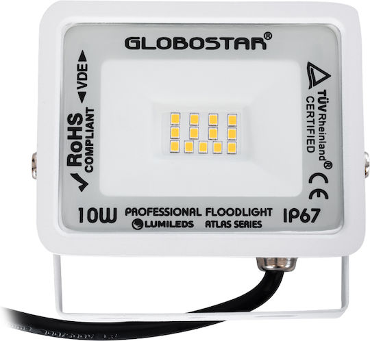 GloboStar Atlas Waterproof LED Floodlight 10W Warm White 2700K IP67