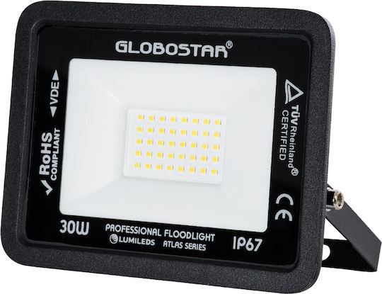 GloboStar Atlas Waterproof LED Floodlight 30W Natural White 4500K IP67