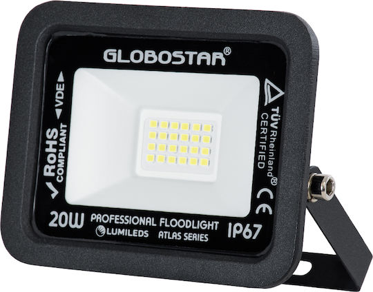GloboStar Atlas Waterproof LED Floodlight 20W Cold White 6000K IP67