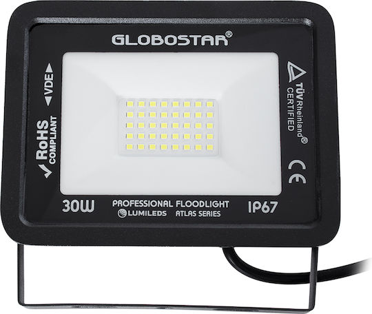 GloboStar Atlas Waterproof LED Floodlight 30W Cold White 6000K IP67